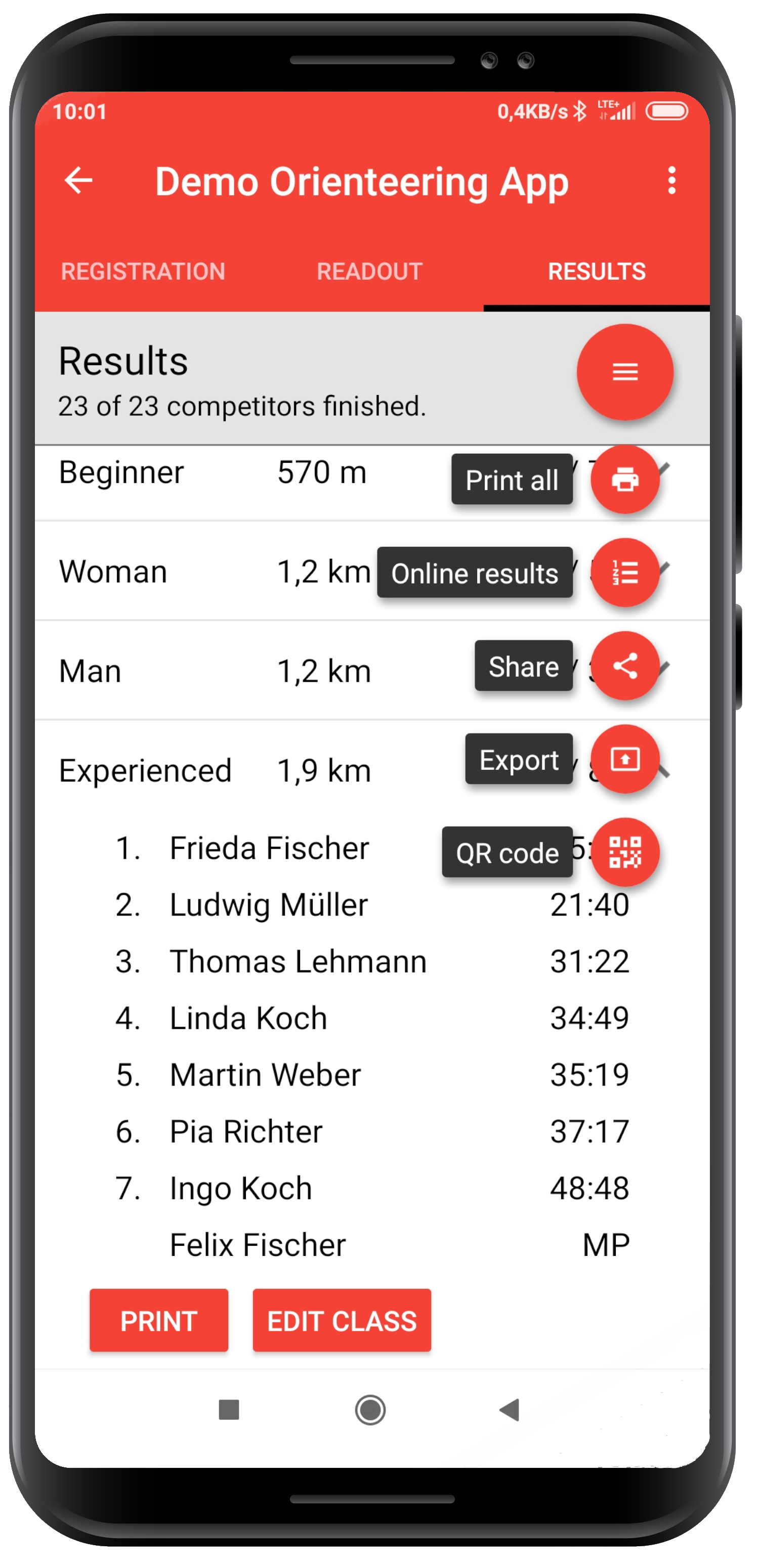 SPORTident Orienteering App: View results